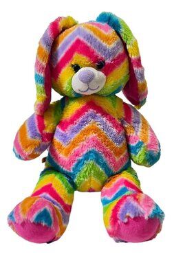 Build A Bear Stripes A Lot Rabbit 17" Rainbow Chevron Striped Floppy Ear Easter